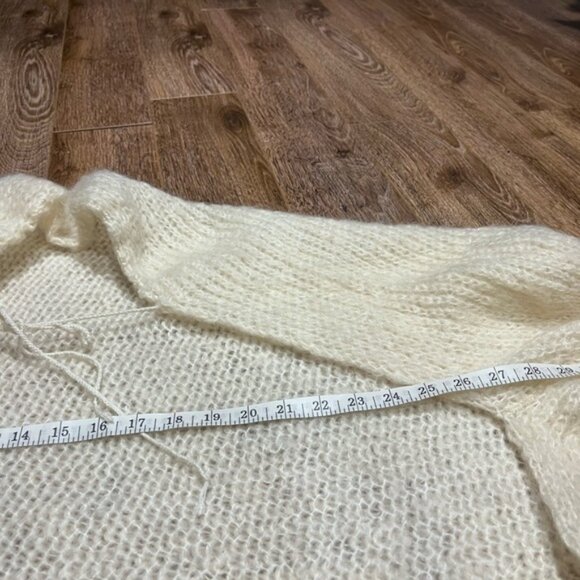 Handmade Drop Shoulder Open FrontCrop Cardigan beige ballon sleeve - Picture 6 of 8